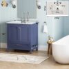 66 30'' Solid Wood Single Sink Bathroom Vanity with Marble Countertop,Three colors to choose from