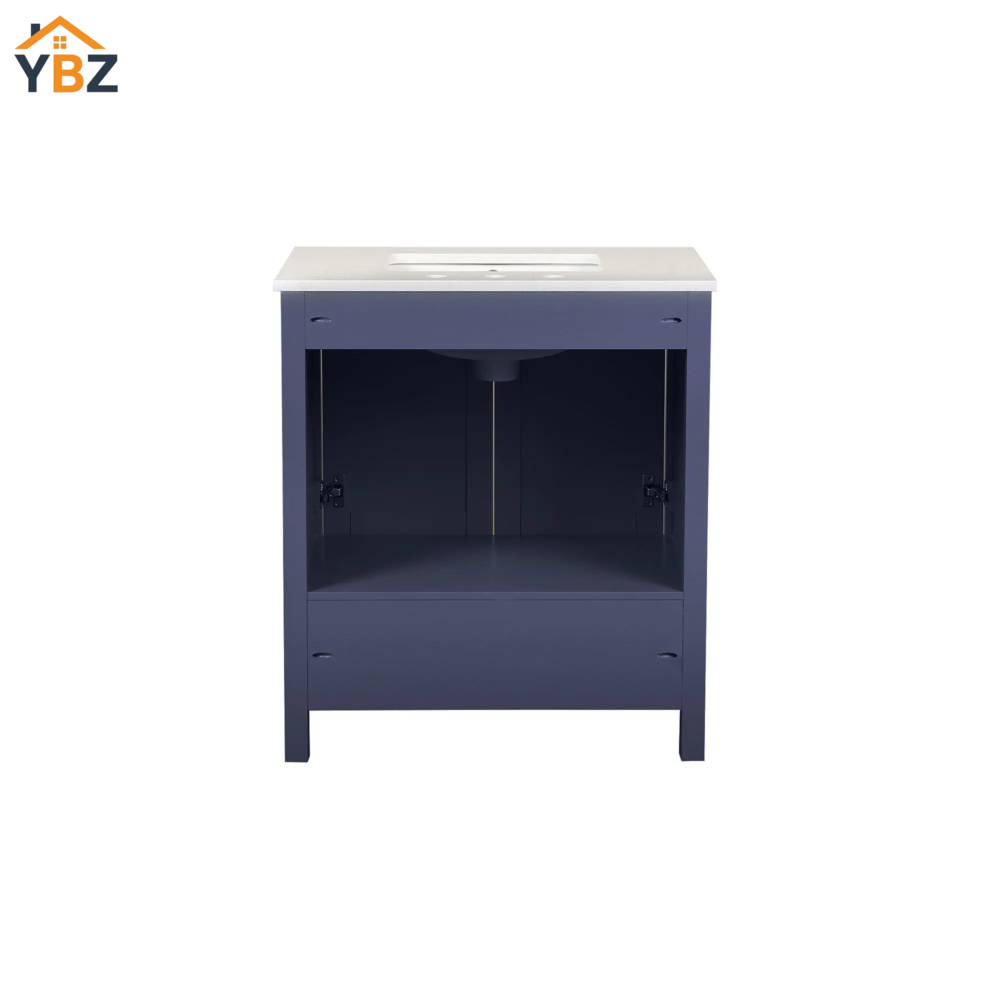 6666 30'' Solid Wood Single Sink Bathroom Vanity with Marble Countertop,Three colors to choose from