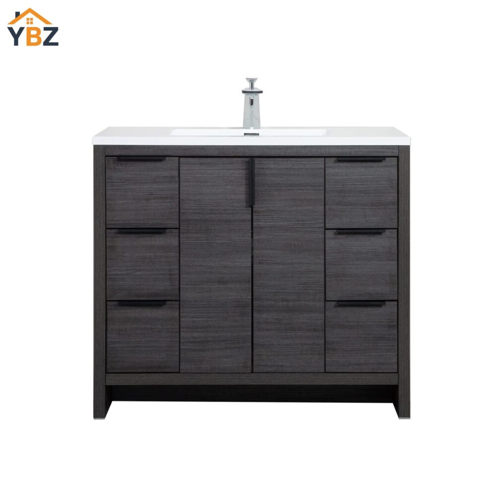 7 Evana 24''30''40''48''60'' Leached Oak Freestanding Bathroom Vanity with White Single Sink