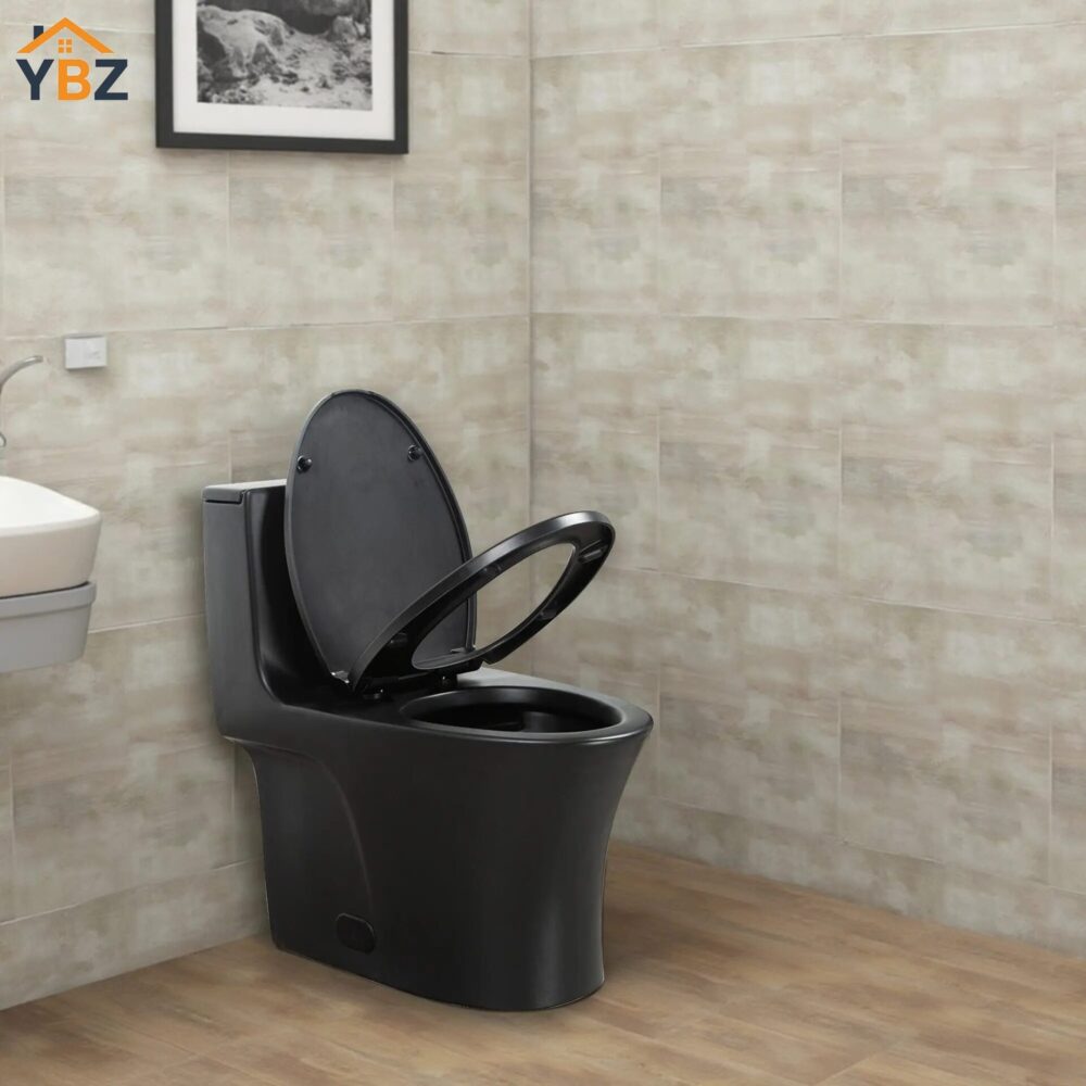 Light Grey Siphonic 1.6 GPF Dual Flush Ceramic One-Piece Toilet with Soft Close Seat 3 colors to choose from