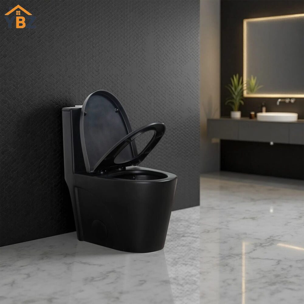 7 Glossy White One-Piece Ceramic Toilet 1.1/1.6 GPF Dual Flush with Soft Close Seat Close Seat 4 colors to choose from