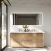Angela-T 24'' 30''36''48”60”72” Single Sink Bathroom Vanity with White Countertop in Natural Oak