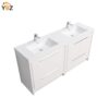 722 Allier 60''72'' White Freestanding Vanity with Double White Glossy Sink