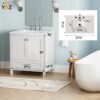 9 30'' Solid Wood Single Sink Bathroom Vanity with Marble Countertop,Three colors to choose from