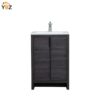 a Evana 24''30''40''48''60'' Leached Oak Freestanding Bathroom Vanity with White Single Sink