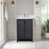 aa Evana 24''30''40''48''60'' Leached Oak Freestanding Bathroom Vanity with White Single Sink