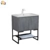 aaa Allen 30'' Freestanding Single Vanity with Solid Surface Basin, Cement Grey/T.Oak