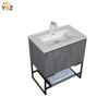 aaaa Allen 30'' Freestanding Single Vanity with Solid Surface Basin, Cement Grey/T.Oak