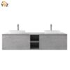 Inalco 67'' Floating Double Vanity with White Vessel Sinks - Light C.Ash