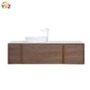 c Forest 65'' Floating Vanity Black Walnut with White Single Ceramic Sink