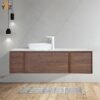 cc Forest 65'' Floating Vanity Black Walnut with White Single Ceramic Sink