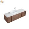 cccc Forest 65'' Floating Vanity Black Walnut with White Single Ceramic Sink