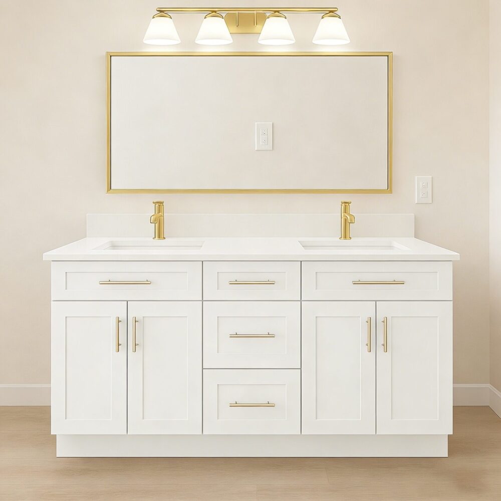 Cream White  Bathroom Cabinet,: 24, 27, 30, 36, 42, 48, 54, 60, and 72 inches (excluding countertop).
