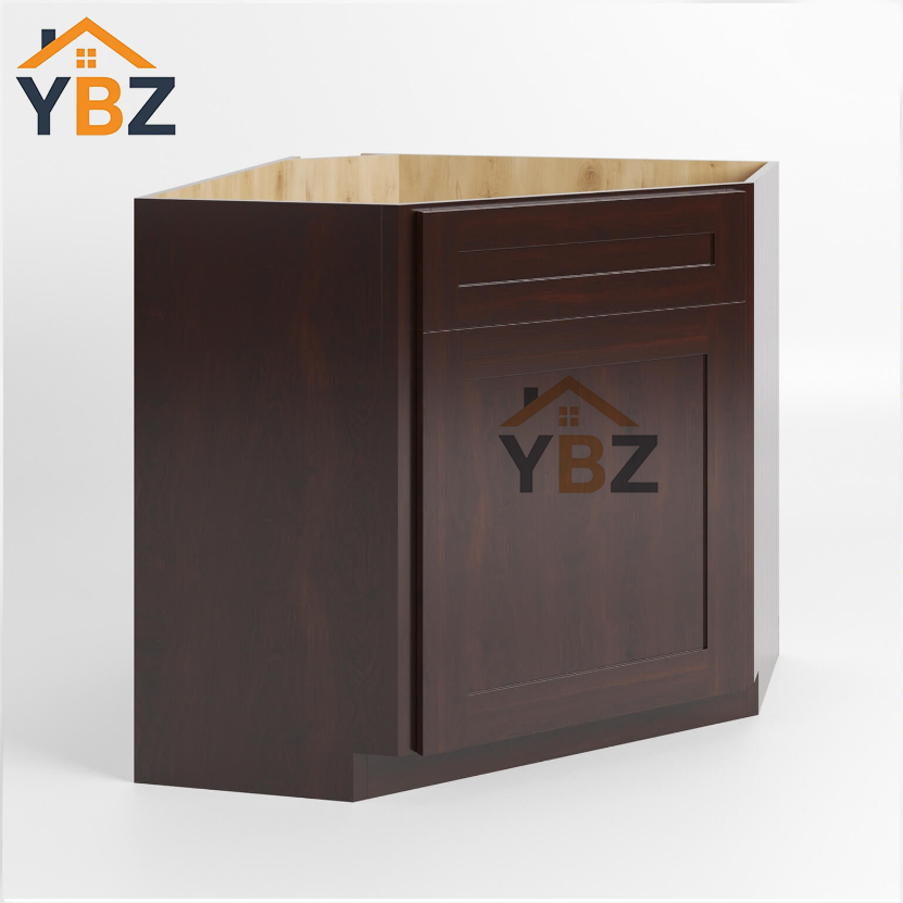 1 Shaker Espresso Corner Sink Base Cabinet with False Drawer