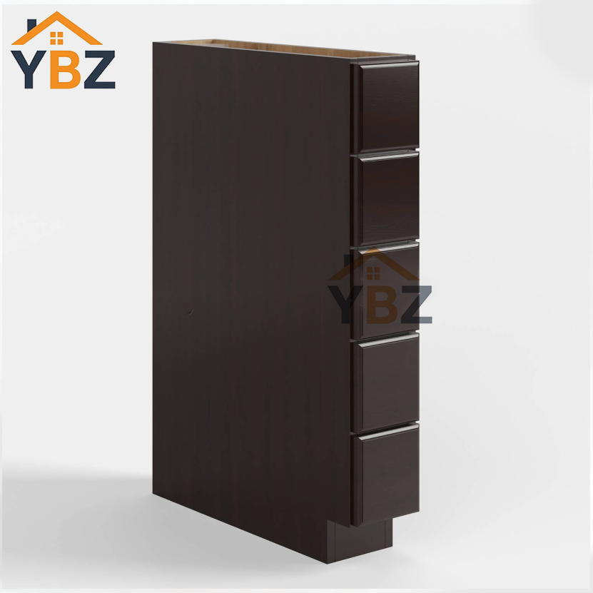 1 Shaker Espresso Base Spice Cabinet with 5 Drawers/Base Tray/ Pull Base Cabinet