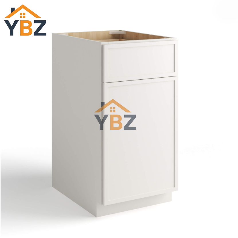 Dove White Slim Shaker Base Cabinet Single Door and Drawer