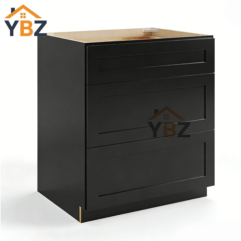 Black Shaker Three Drawer Base