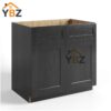 1 Charcoal Black Shaker Sink Base Double Door & Double False Drawer/1 False Drawer