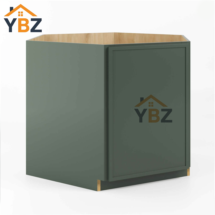 Slim Shaker Green Corner Sink Base Cabinet
