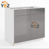 Frameless Gloss Gray Base Cabinet Double Door and Double Drawer/Single Drawer