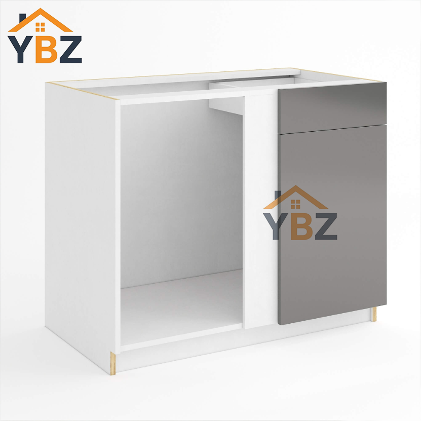 Frameless Gloss Gray Blind Corner Base Cabinet (Reversible Door)