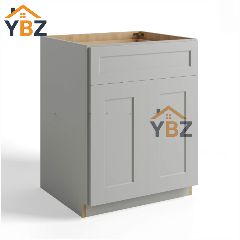 Dorian Gray Shaker Base Cabinet Double Door and Single/Double Drawer