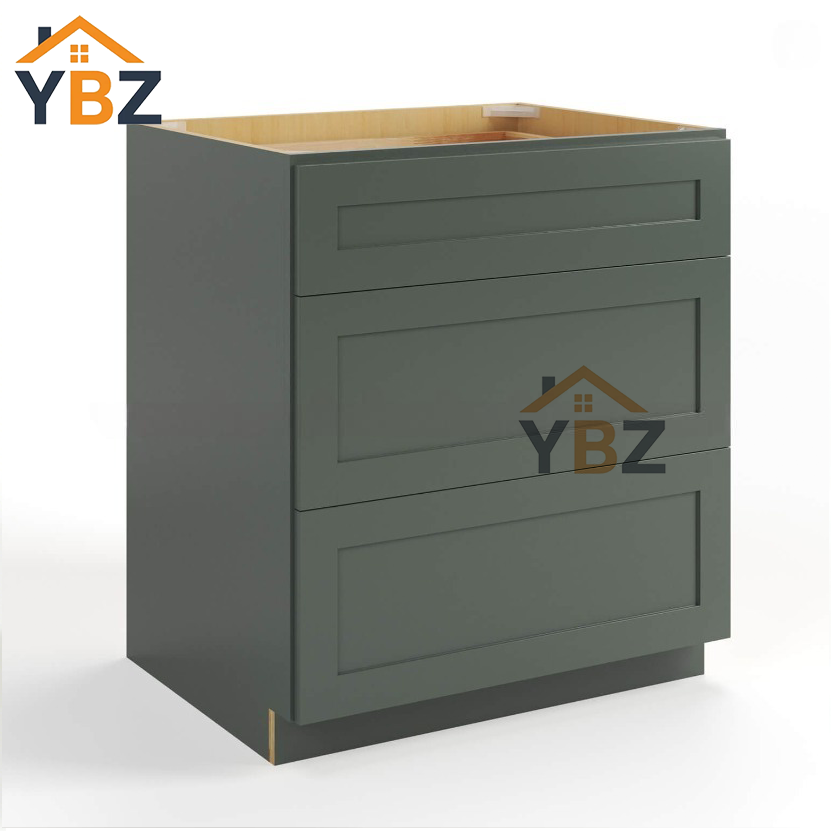 Green Shaker Three Drawer Base