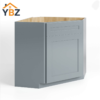 Gray Shaker Corner Sink Base Cabinet with False Drawer