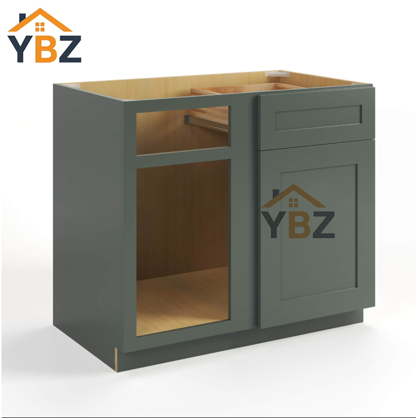 Green Shaker Blind Corner Base Cabinet (L/R interchangeable)
