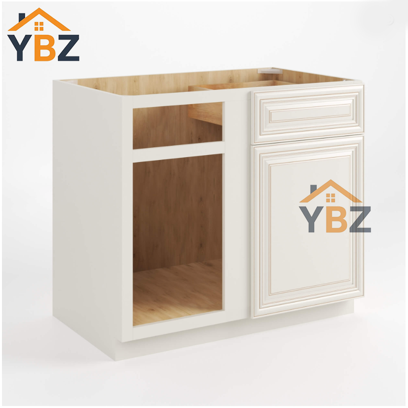 Charleston White Raised Panel Blind Corner Base Cabinet (L/R interchangeable)