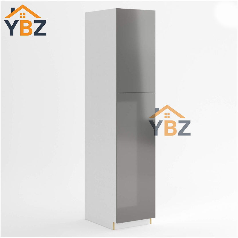 Frameless Gloss Gray Tall Pantry Cabinet with 4 Doors 24″W 30″W/ 2 Doors