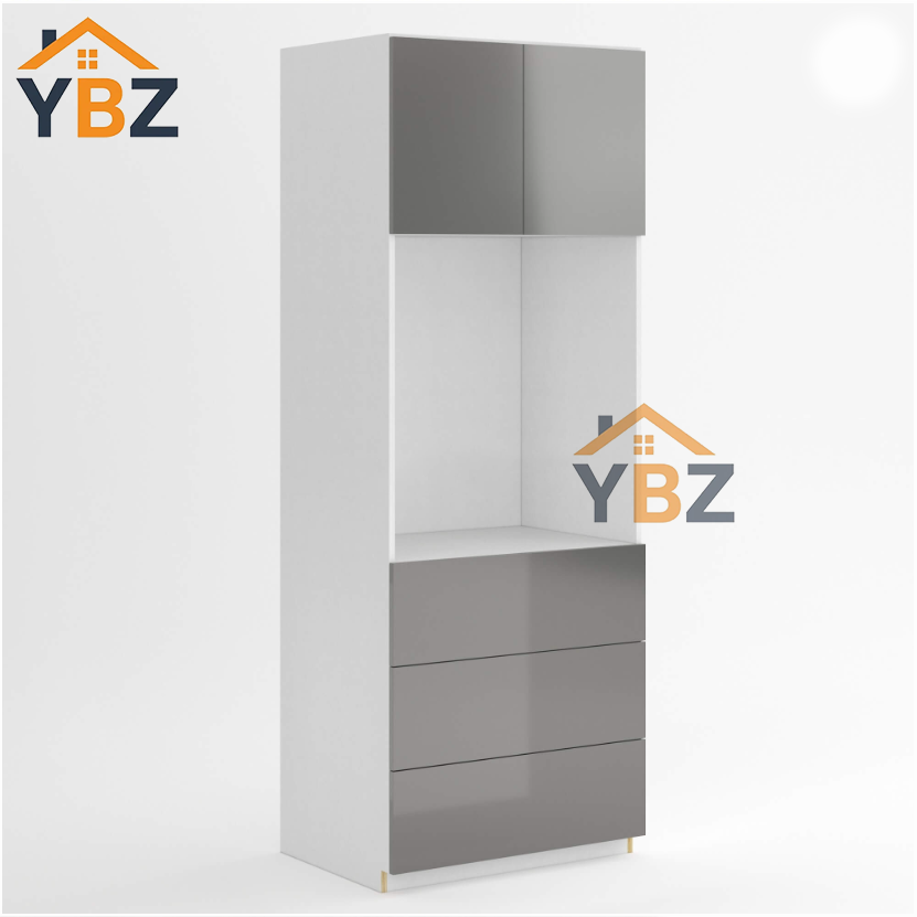 1 Frameless Gloss Gray Oven Pantry Cabinet 30″33″W