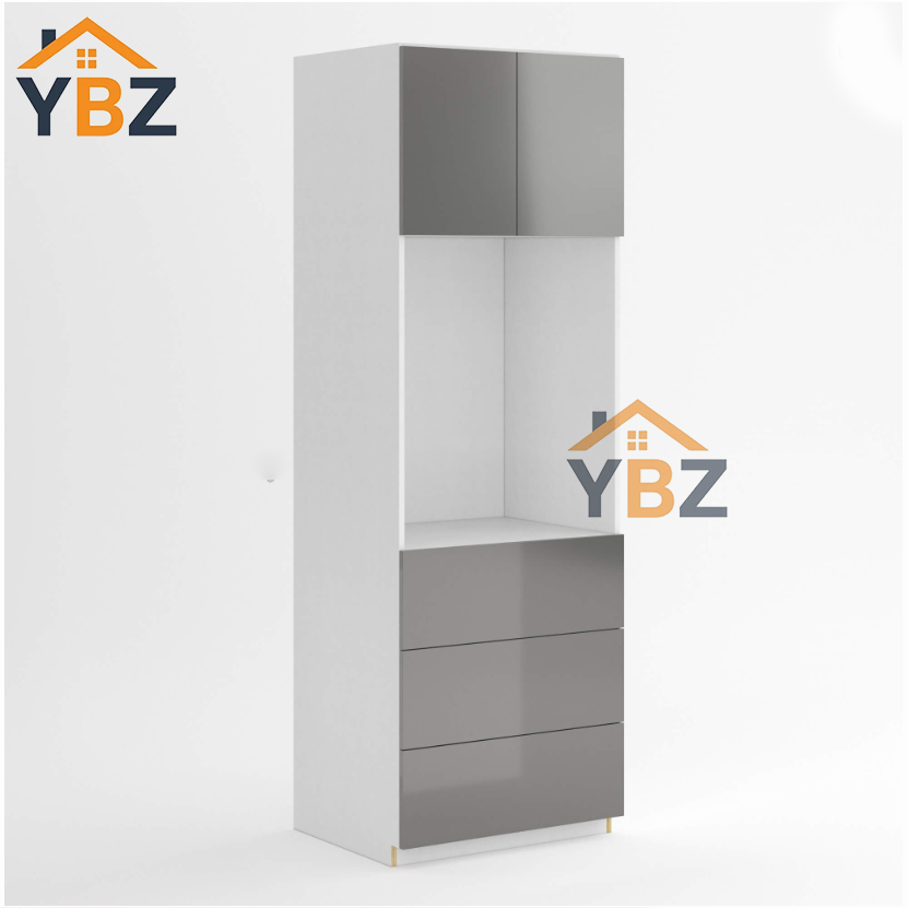 1 Frameless Gloss Gray Oven Pantry Cabinet 30″33″W