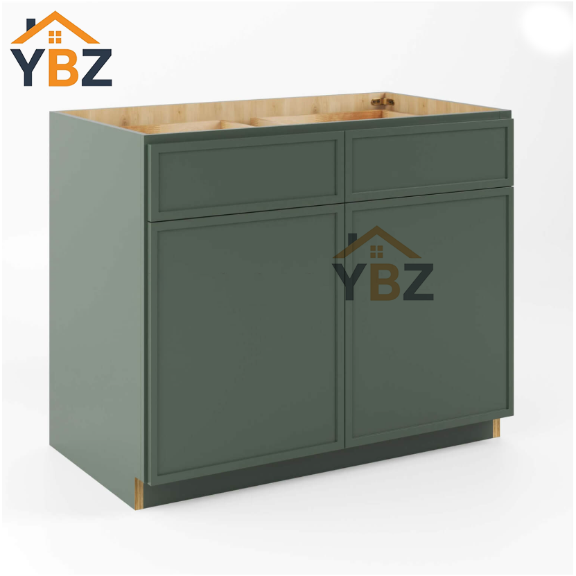 Slim Shaker Green Base Cabinet Double Door & Single Drawer/Double Drawer