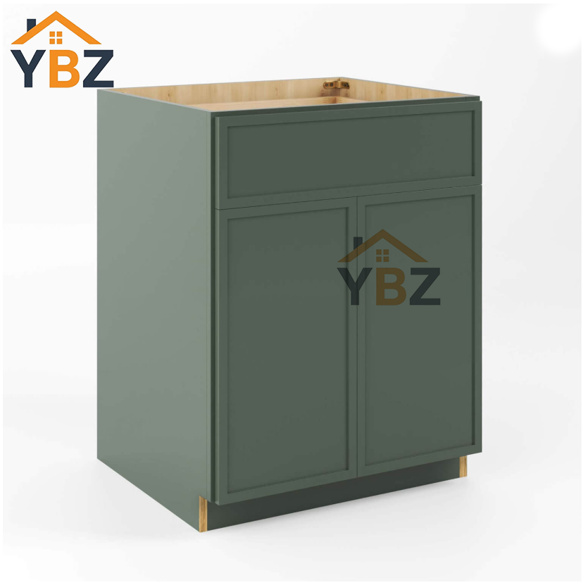 Slim Shaker Green Base Cabinet Double Door & Single Drawer/Double Drawer