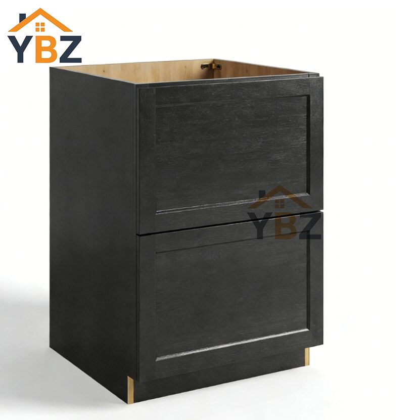 1 Charcoal Black Shaker Base cabinet with 2 Drawers/3 Drawers