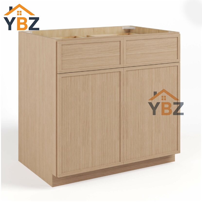 1 Slim Oak Shaker Sink Base With Double Doors/Double Doors and Drawers