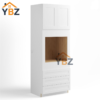 White Shaker 30″33″ W Double Door Oven Pantry Cabinet with Three Drawers