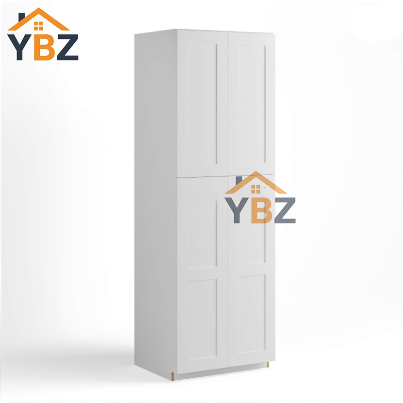 White Shaker18″24″30″W Two Double Door Utility Pantry Cabinet