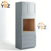 Gray Shaker30″ 33″ W Double Door Oven Pantry Cabinet with Three Drawers