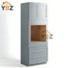 Gray Shaker30″ 33″ W Double Door Oven Pantry Cabinet with Three Drawers