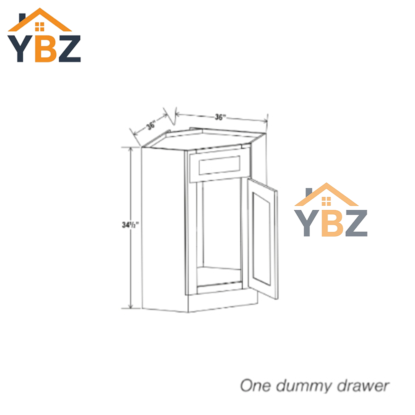 Charleston White Raised Panel Corner Sink Base Cabinet with False Drawer