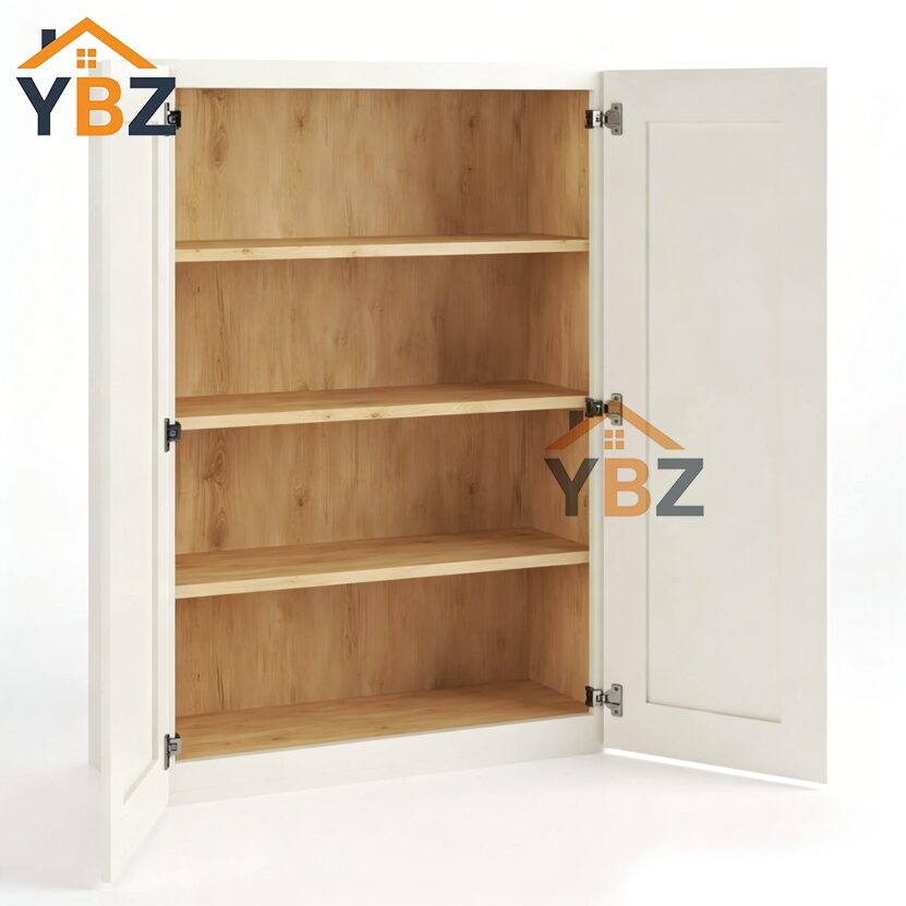 Charleston White Raised Panel  30″ 36″ 42″ H Double Door Wall Cabinet