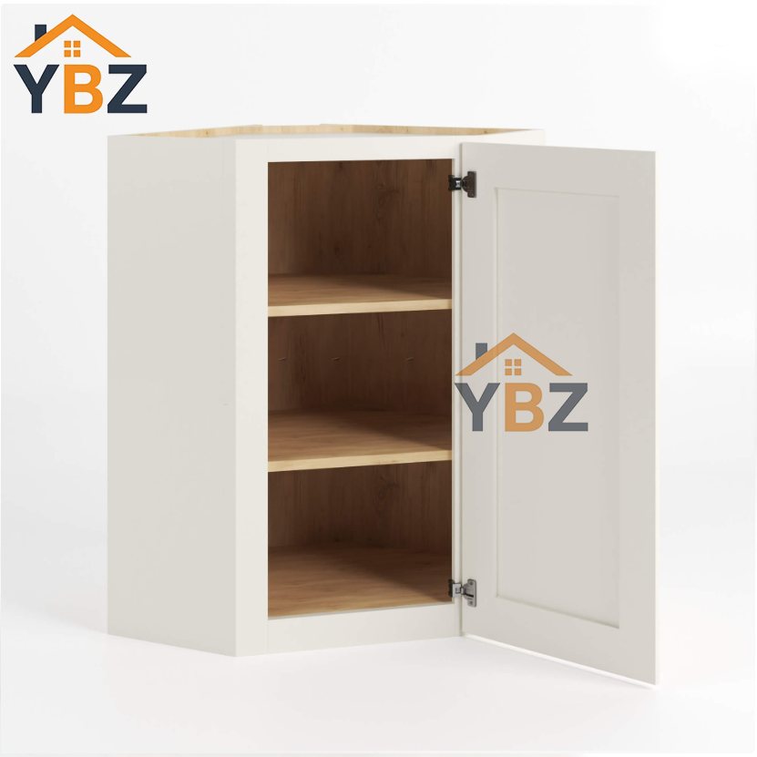 Charleston White Raised Panel 24″ Diagonal Corner Wall Cabinet