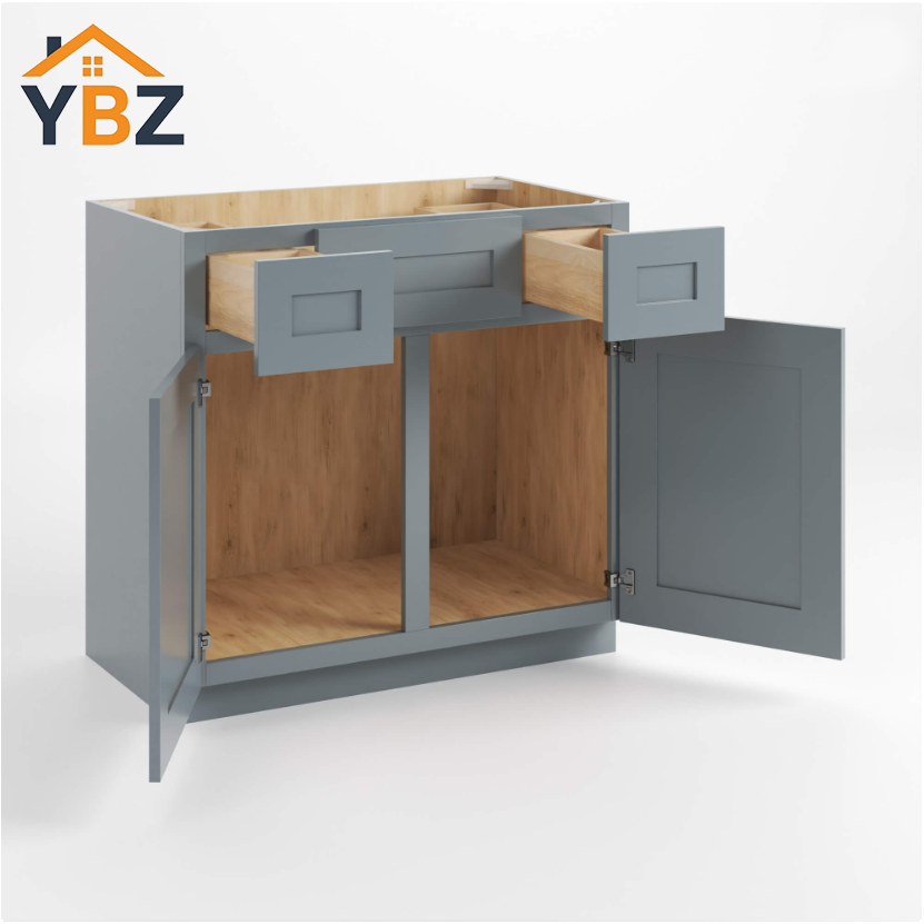 2 Gray Shaker Vanity Combo Cabinet