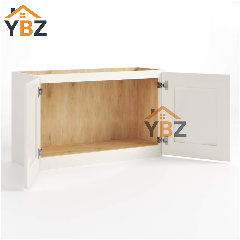 Charleston White Raised Panel 12″  15″  18″ 24″ H Double Door Wall Cabinet