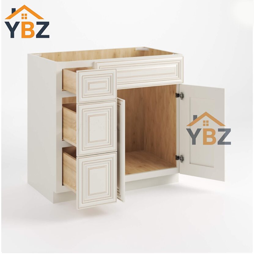 Charleston White Raised Panel 30″ 36″ W Vanity Combo with Drawers
