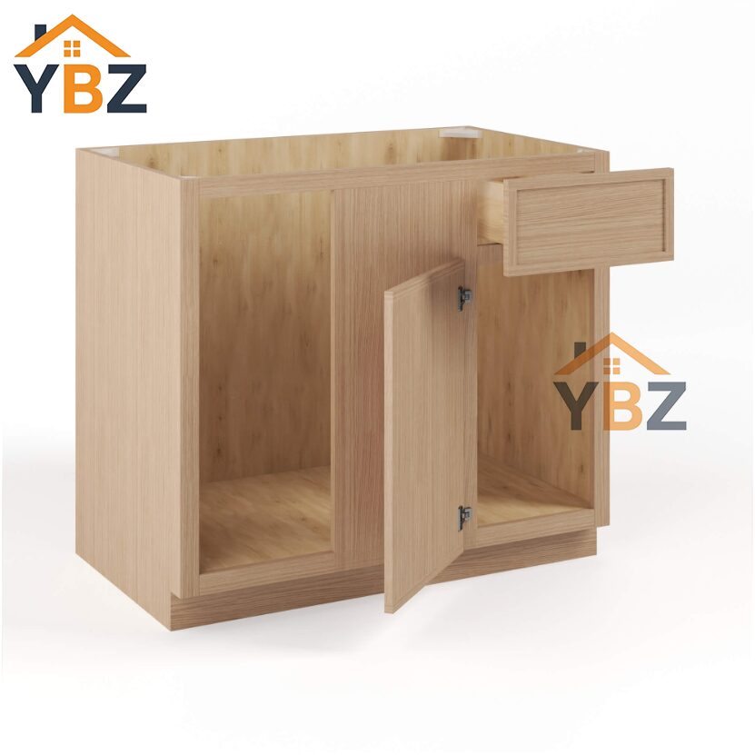 Slim Oak Shaker Blind Corner Base Cabinet