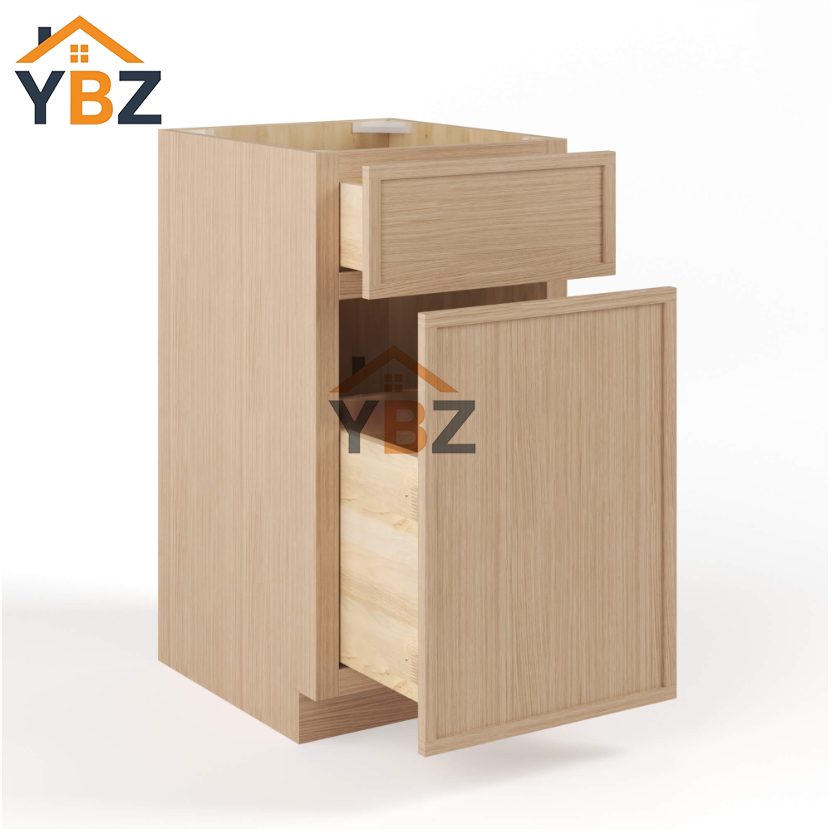 2 Slim Oak Shaker Trash Base Cabinet