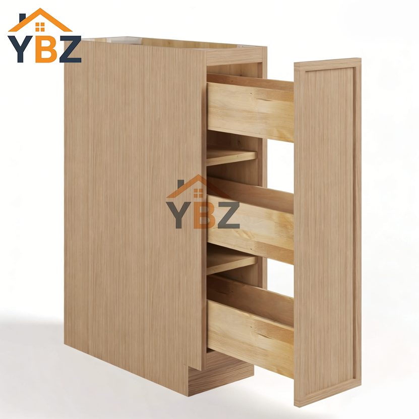 2 Slim Oak Shaker Spice Pull Base Cabinet